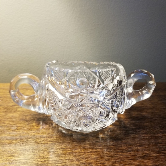 Vintage Lead Crystal Small Double Handle Sugar Bowl - Picture 1 of 8